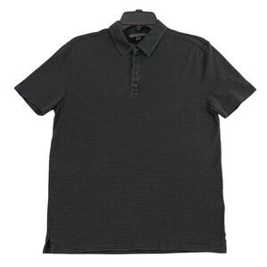 John Varvatos Collection Hampton Polo Mens S Striped Black & Gray Silk Cotton